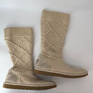 Ugg Argyle Knit Camel Boots Womens Size 9